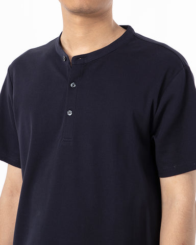 Cotton No-iron Round Neck Henley