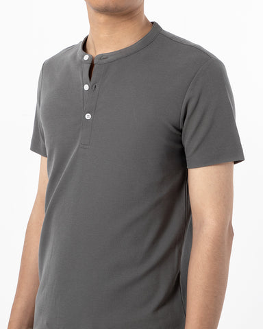 Cotton No-iron Round Neck Henley