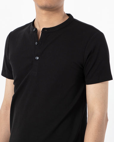 Cotton No-iron Round Neck Henley