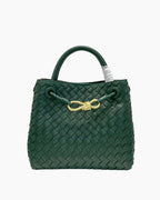 Women's Woven Leather Quilted Top Handle Bag