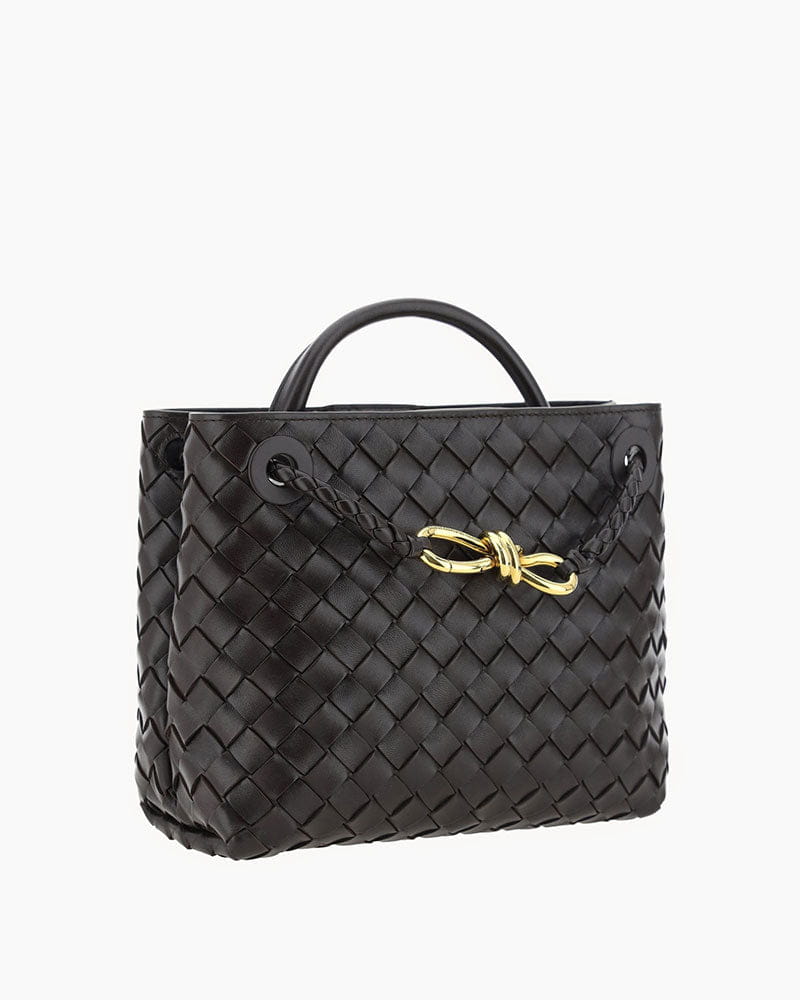 Women's Woven Leather Quilted Top Handle Bag