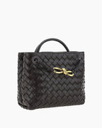 Women's Woven Leather Quilted Top Handle Bag