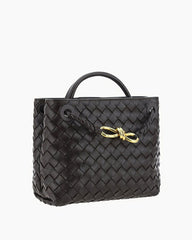 Women's Woven Leather Quilted Top Handle Bag