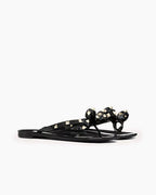 Women's Rockstud Rubber Slippers with Bow and Pyramid Studs