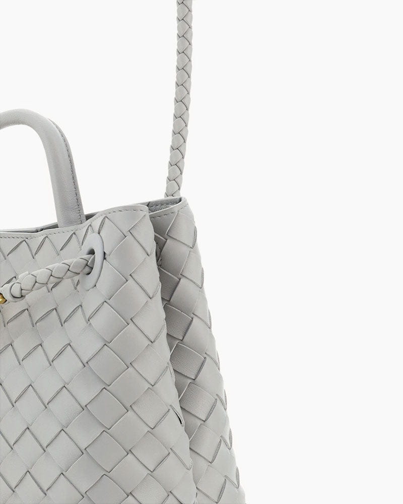 Women's Woven Leather Quilted Top Handle Bag