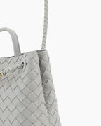 Women's Woven Leather Quilted Top Handle Bag