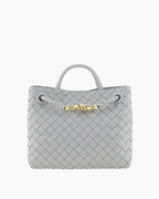 Women's Woven Leather Quilted Top Handle Bag