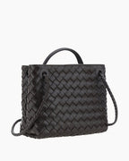 Women's Woven Leather Quilted Top Handle Bag