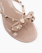 Women's Rockstud Rubber Slippers with Bow and Pyramid Studs