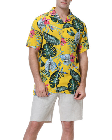 Summer Beach Flower-Print Camp Shirt