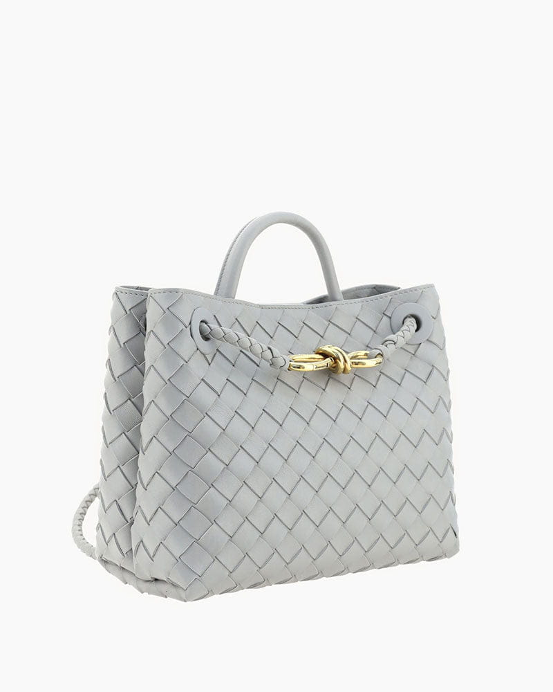 Women's Woven Leather Quilted Top Handle Bag