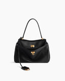 Vespera Leather Top Handle Bag with Turn Lock Closure