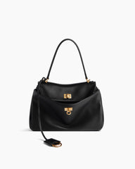 Vespera Leather Top Handle Bag with Turn Lock Closure