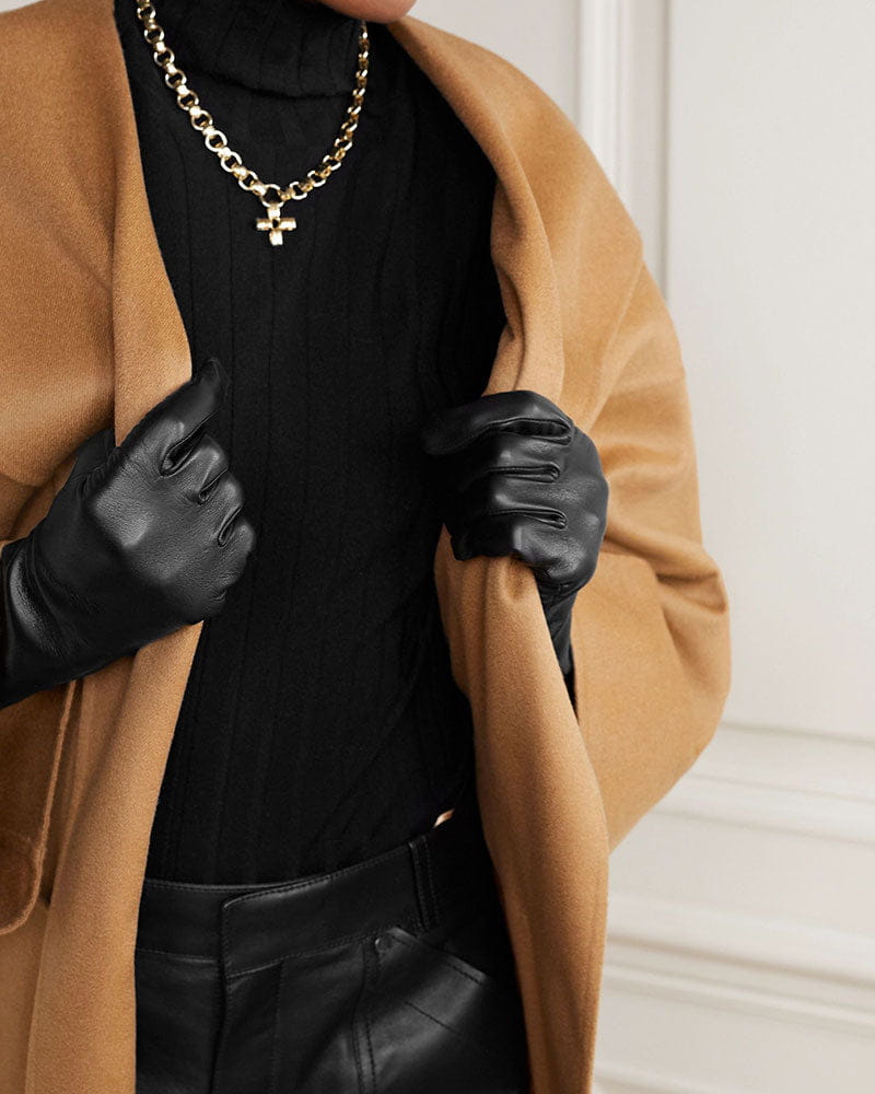 Black Lambskin Leather Gloves Secondary image