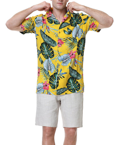 Summer Beach Flower-Print Camp Shirt