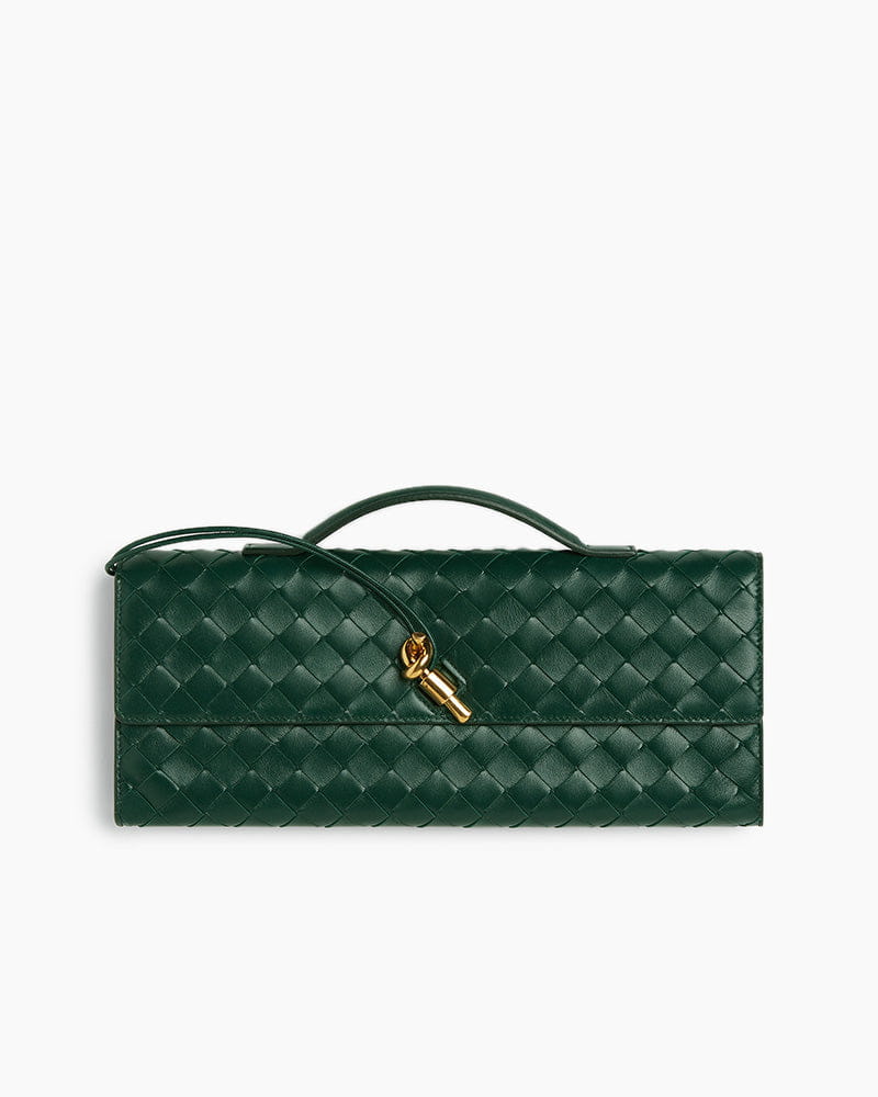 Vespera Leather Top Handle Clutch with Knot Closure