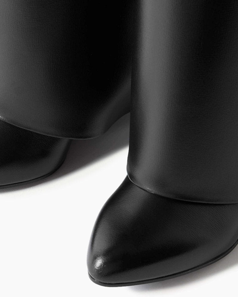 Shark Lock embellished glossed-leather knee boots