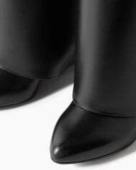 Shark Lock embellished glossed-leather knee boots