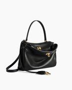 Vespera Leather Top Handle Bag with Turn Lock Closure