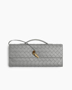 Vespera Leather Top Handle Clutch with Knot Closure