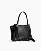 Vespera Leather Top Handle Bag with Turn Lock Closure