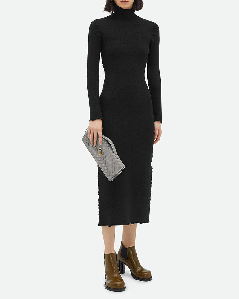 Vespera Leather Top Handle Clutch with Knot Closure