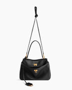 Vespera Leather Top Handle Bag with Turn Lock Closure