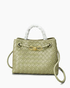 Women's Woven Leather Quilted Top Handle Bag