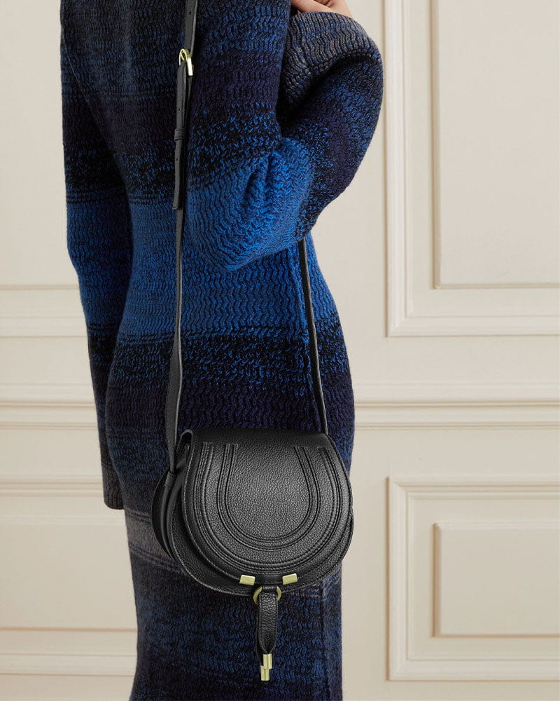 Vespera Mini Textured Leather Saddle Bag