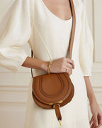 Vespera Mini Textured Leather Saddle Bag