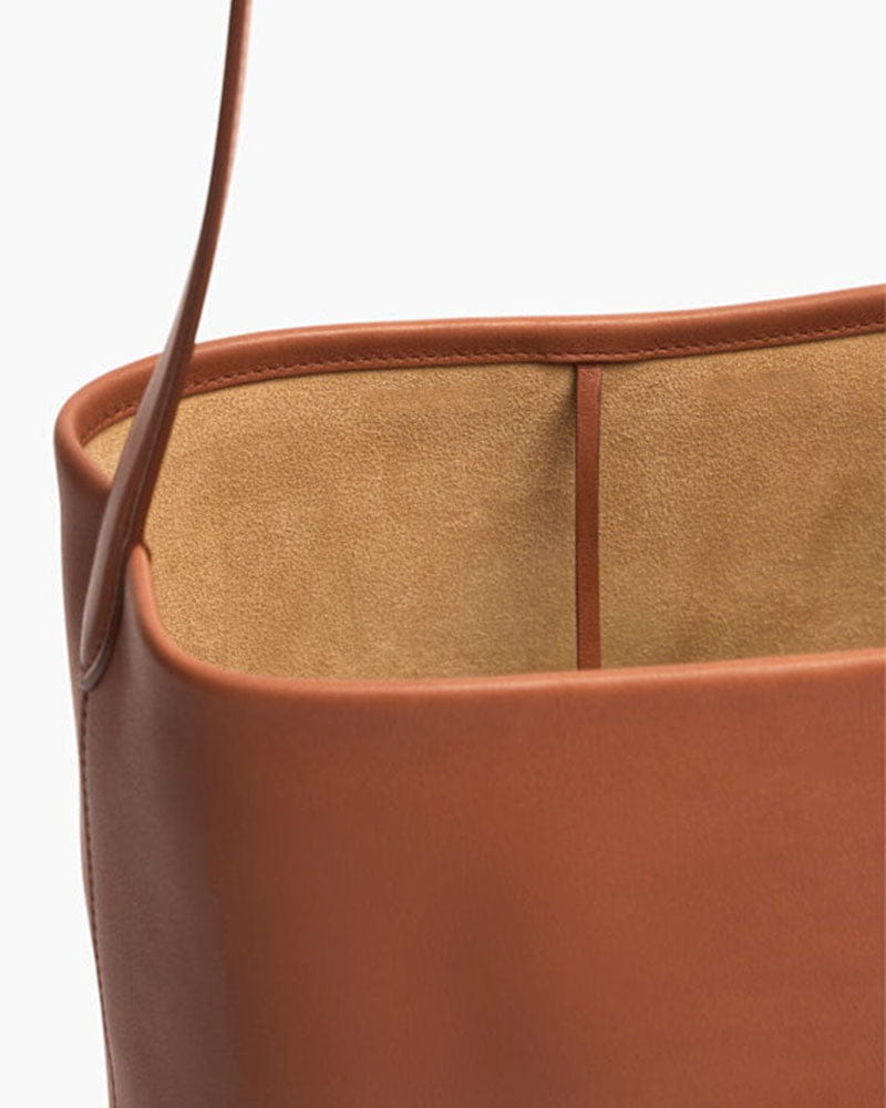 Vespera Calfskin Self Tie Bucket Bag Dark Cuir