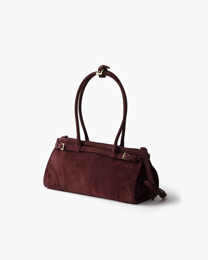 Elegant Rectangular Suede Tote with Zipper Closure