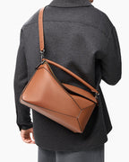 Large Form-Panel Leather Handbag