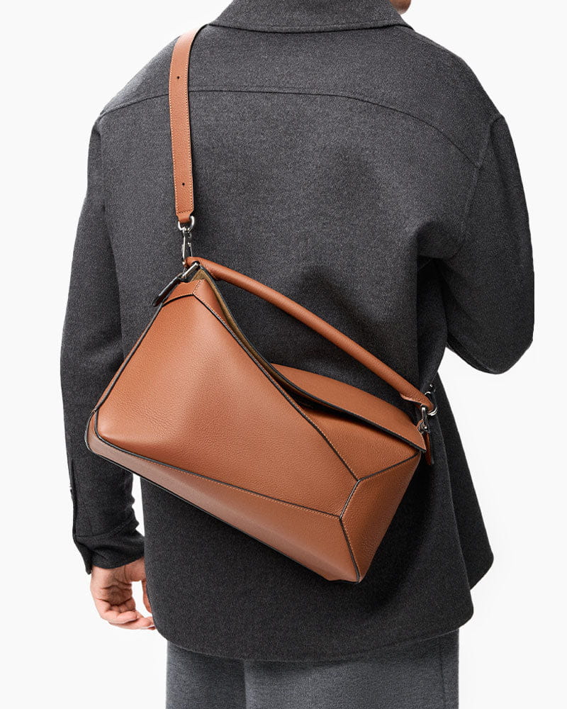 Large Form-Panel Leather Handbag