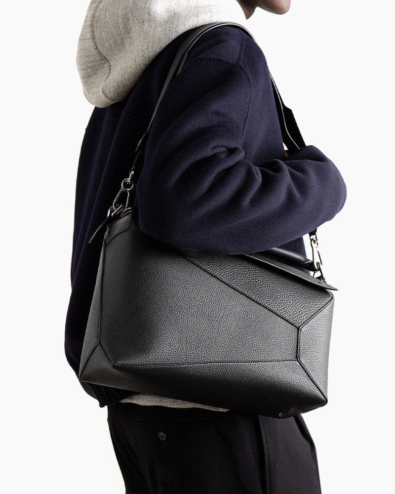 Large Form-Panel Leather Handbag