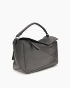 Large Form-Panel Leather Handbag