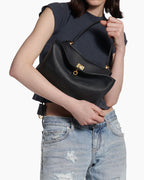 Vespera Leather Top Handle Bag with Turn Lock Closure