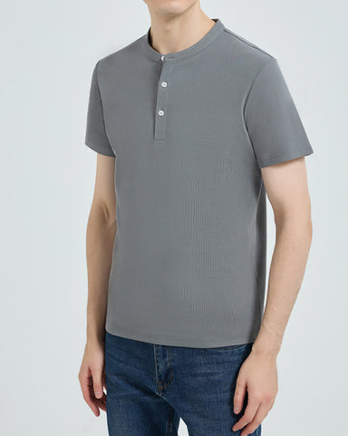 Cotton No-iron Round Neck Henley