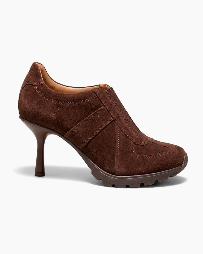 The Retro Amis Suede High Heel Sneakers-Brown