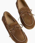 Women's Faded Suede Moccasins Brown Boat Shoes
