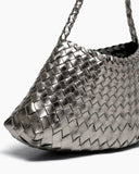 Silver Handwoven Metallic Shoulder Bag
