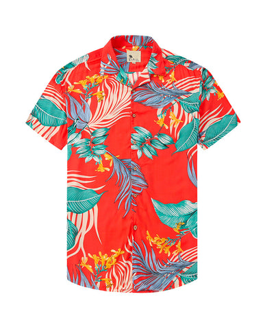 Summer Beach Flower-Print Camp Shirt