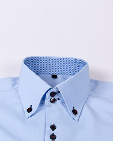 Polka Dot Colorblock Double Breasted Shirt