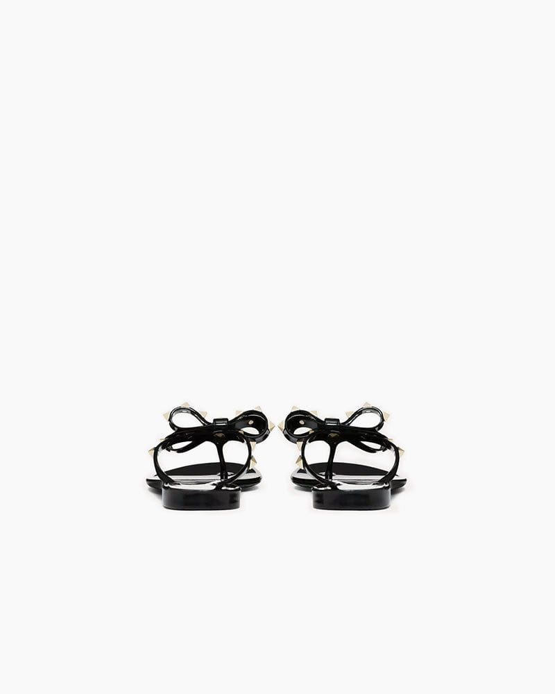 Women's Rockstud Rubber Slippers with Bow and Pyramid Studs