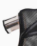Pointed Hollow Mesh Thick Heels Boots