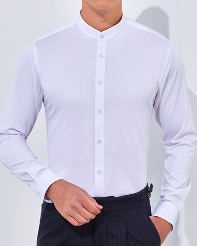 Stretch Slim Stand Collar Long Sleeve Shirt