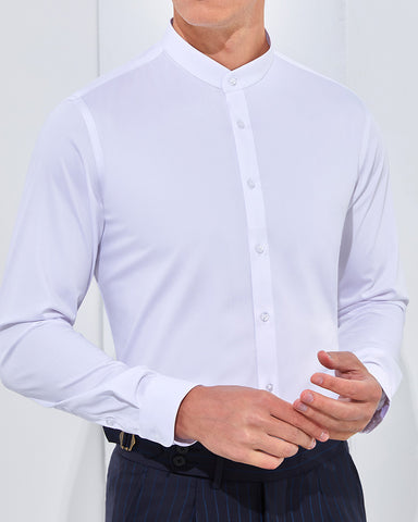 Stretch Slim Stand Collar Long Sleeve Shirt