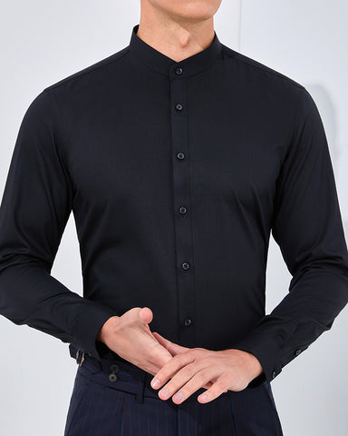 Stretch Slim Stand Collar Long Sleeve Shirt