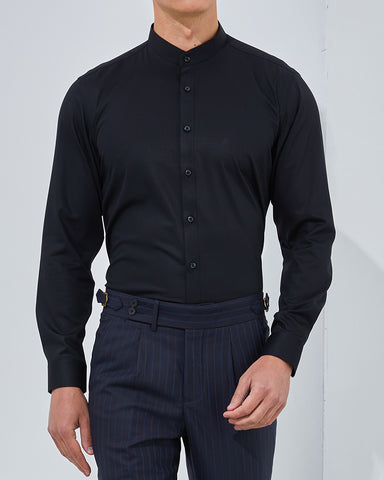 Stretch Slim Stand Collar Long Sleeve Shirt