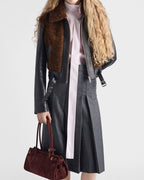 Elegant Rectangular Suede Tote with Zipper Closure